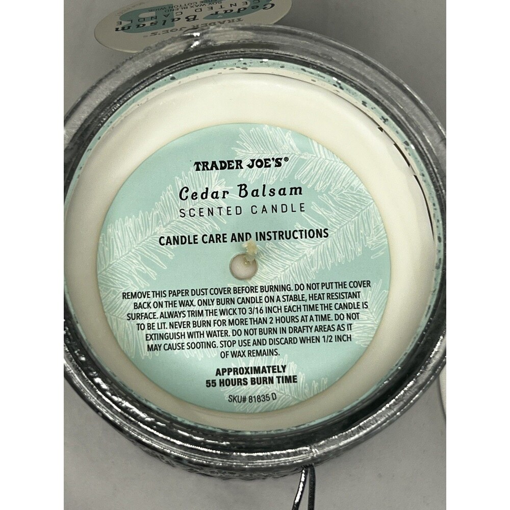 Trader Joes Cedar Balsam Glass Candle 14 OZ ounce Christmas 2025